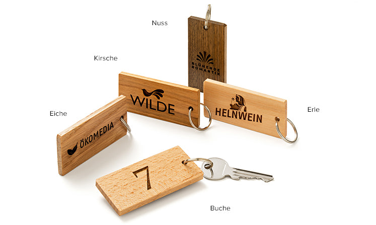 Rectangular wooden key ring