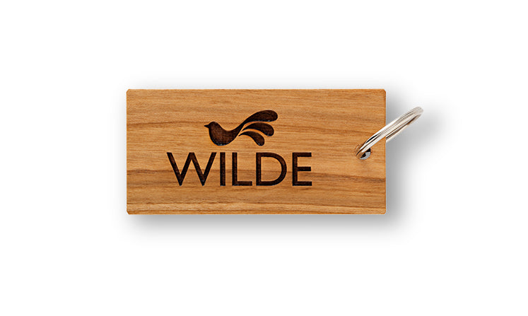 Rectangular wooden key ring